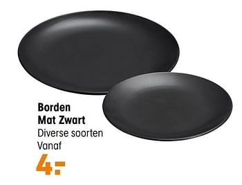 Promoties Borden mat zwart - Huismerk - Kwantum - Geldig van 15/02/2021 tot 28/02/2021 bij Kwantum