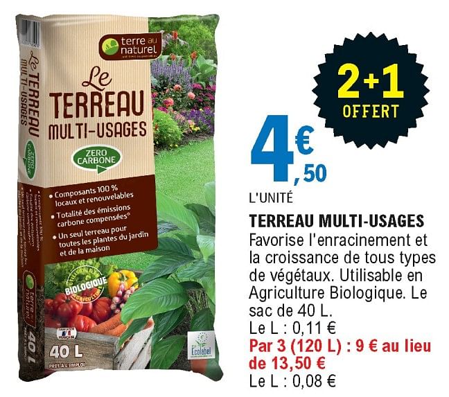 Produit Maison - E.Leclerc Terreau Multi-usages - En Promotion Chez E ...