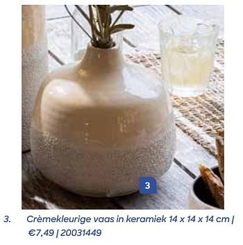 Promoties Crèmekleurige vaas in keramiek - Huismerk - Ava - Geldig van 11/02/2021 tot 31/07/2021 bij Ava