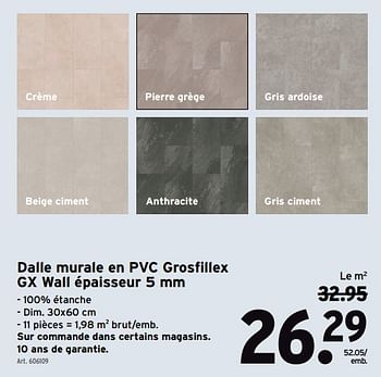 Promoties Dalle murale en pvc grosfillex gx wall épaisseur - Grosfillex - Geldig van 17/02/2021 tot 02/03/2021 bij Gamma