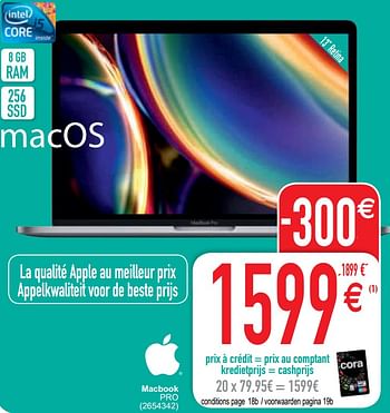 Promotions Apple macbook pro - Apple - Valide de 16/02/2021 à 01/03/2021 chez Cora