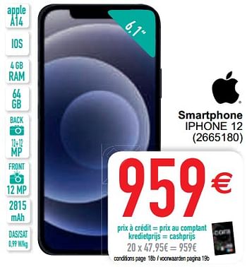 Promoties Apple smartphone iphone 12 - Apple - Geldig van 16/02/2021 tot 01/03/2021 bij Cora