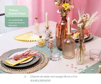 Promotions Chemin de table vert sauge - Produit Maison - Ava - Valide de 11/02/2021 à 31/07/2021 chez Ava