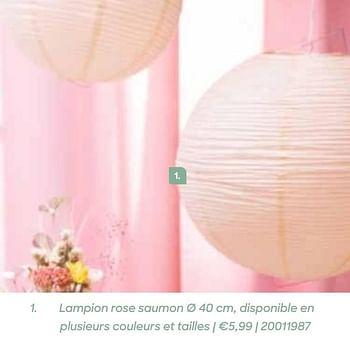 Promotions Lampion rose saumon - Produit Maison - Ava - Valide de 11/02/2021 à 31/07/2021 chez Ava