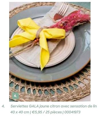 Promotions Serviettes gala jaune citron avec sensation de lin - Gala - Valide de 11/02/2021 à 31/07/2021 chez Ava
