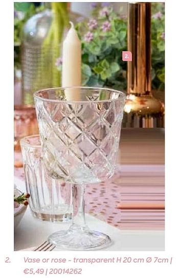 Promotions Vase or rose - transparent - Produit Maison - Ava - Valide de 11/02/2021 à 31/07/2021 chez Ava