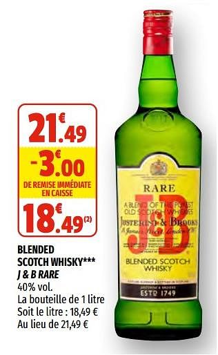 Promotions Blended scotch whisky j + b rare - J & B - Valide de 17/02/2021 à 28/02/2021 chez Coccinelle