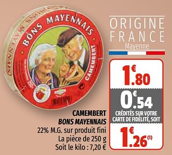 Promoties Camembert bons mayennais - Bons Mayennais - Geldig van 17/02/2021 tot 28/02/2021 bij Coccinelle