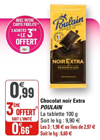 Promoties Chocolat noir extra poulain - Poulain - Geldig van 17/02/2021 tot 28/02/2021 bij G20