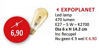 Promoties Expoplanet led lamp - Huismerk - Weba - Geldig van 17/02/2021 tot 18/03/2021 bij Weba