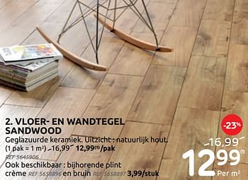 Promoties Vloer- en wandtegel sandwood - Huismerk - Brico - Geldig van 17/02/2021 tot 15/03/2021 bij Brico