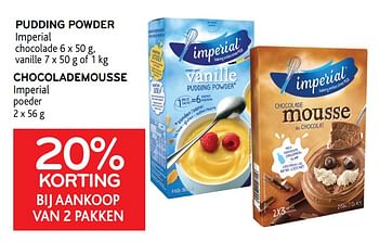Promoties 20% korting bij aankoop van 2 pakken pudding powder imperial chocolademousse imperial - Imperial Desserts - Geldig van 24/02/2021 tot 09/03/2021 bij Alvo