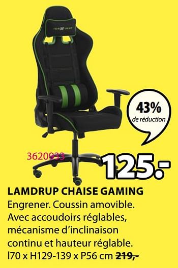 Promotions Lamdrup chaise gaming - Produit Maison - Jysk - Valide de 15/02/2021 à 28/02/2021 chez Jysk