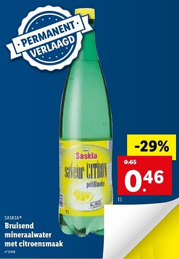 Promoties Bruisend mineraalwater met citroensmaak - Saskia - Geldig van 22/02/2021 tot 01/03/2021 bij Lidl