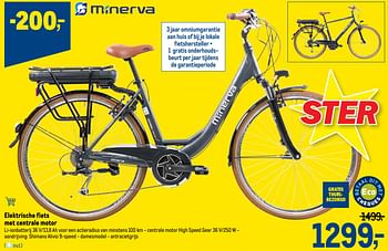 Promoties Elektrische fiets met centrale motor - Minerva - Geldig van 24/02/2021 tot 09/03/2021 bij Makro