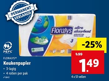 Promoties Keukenpapier - Floralys - Geldig van 22/02/2021 tot 01/03/2021 bij Lidl