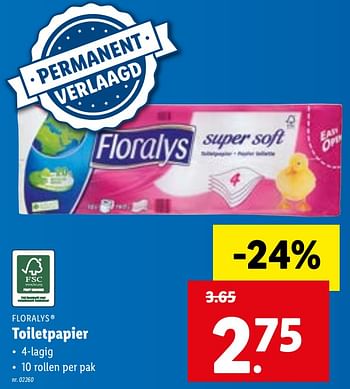 Promoties Toiletpapier - Floralys - Geldig van 22/02/2021 tot 01/03/2021 bij Lidl