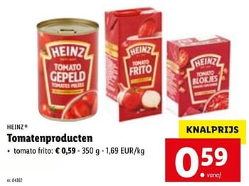 Promotions Tomatenproducten tomato frito - Heinz - Valide de 22/02/2021 à 01/03/2021 chez Lidl
