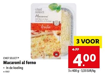 Promotions Macaroni al forno - Chef select - Valide de 22/02/2021 à 01/03/2021 chez Lidl