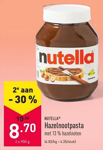 Promoties Hazelnootpasta - Nutella - Geldig van 22/02/2021 tot 05/03/2021 bij Aldi