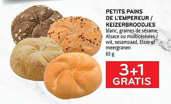 Promoties 3+1 gratis petits pains de l`empereur blanc, graines de sésame, alsace ou multicéréales - Huismerk - Alvo - Geldig van 24/02/2021 tot 09/03/2021 bij Alvo