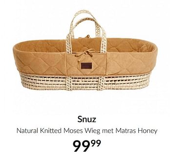 Promoties Snuz natural knitted moses wieg met matras honey - SNÜZ - Geldig van 16/02/2021 tot 15/03/2021 bij BabyPark
