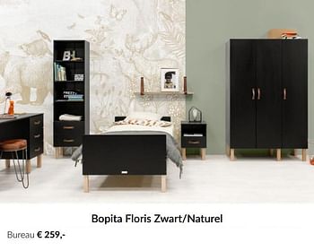 Promoties Bopita floris zwart-naturel bureau - Bopita - Geldig van 16/02/2021 tot 15/03/2021 bij BabyPark