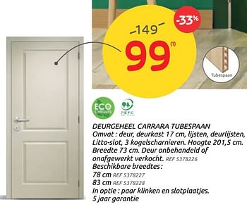 Promoties Deurgeheel carrara tubespaan - Group Thys - Geldig van 17/02/2021 tot 15/03/2021 bij BricoPlanit