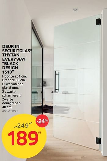 Promoties Deur in securitglas thytan everyway black design 1510 - Group Thys - Geldig van 17/02/2021 tot 15/03/2021 bij BricoPlanit