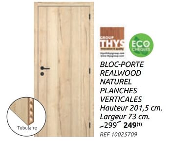 Promotions Bloc-porte realwood naturel planches verticales - Group Thys - Valide de 17/02/2021 à 15/03/2021 chez BricoPlanit