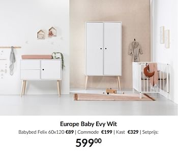 Promoties Europe baby evy wit - Europe baby - Geldig van 16/02/2021 tot 15/03/2021 bij BabyPark