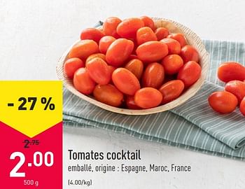 Promotions Tomates cocktail - Produit maison - Aldi - Valide de 22/02/2021 à 05/03/2021 chez Aldi