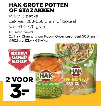 Promotions Hak grote potten of stazakken - Hak - Valide de 24/02/2021 à 02/03/2021 chez Jumbo