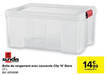 Promotions Boîte de rangement avec couvercle clip `n` store - Sundis - Valide de 17/02/2021 à 01/03/2021 chez Carrefour