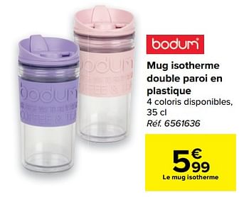 Promotions Mug isotherme double paroi en plastique - Bodum - Valide de 17/02/2021 à 01/03/2021 chez Carrefour