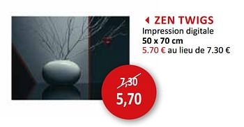 Promotions Zen twigs impression digitale - Produit maison - Weba - Valide de 17/02/2021 à 18/03/2021 chez Weba