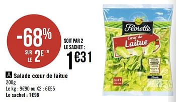 Promotions Salade coeur de laitue - Florette - Valide de 15/02/2021 à 28/02/2021 chez Super Casino