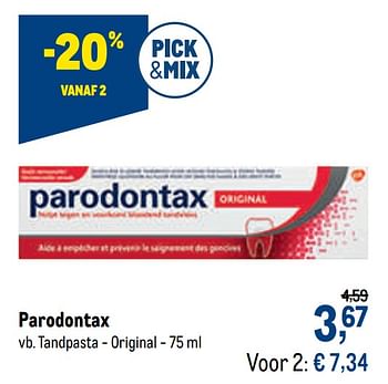 Promoties Parodontax tandpasta - original - Parodontax - Geldig van 24/02/2021 tot 09/03/2021 bij Makro