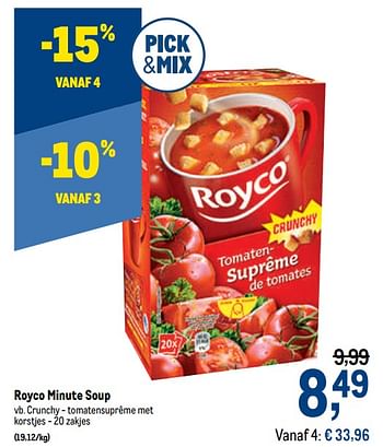 Promoties Royco minute soup crunchy - tomatensuprême met korstjes - Royco - Geldig van 24/02/2021 tot 09/03/2021 bij Makro