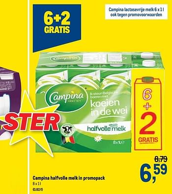 Promoties Campina halfvolle melk - Campina - Geldig van 24/02/2021 tot 09/03/2021 bij Makro