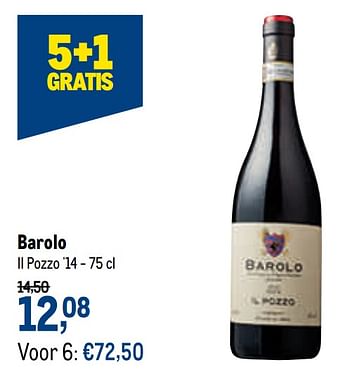 Promotions Barolo il pozzo `14 - Vins rouges - Valide de 24/02/2021 à 09/03/2021 chez Makro