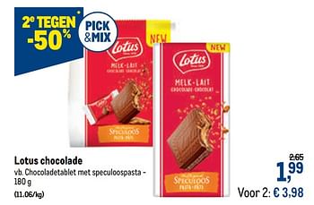 Promotions Lotus chocolade chocoladetablet met speculoospasta - Lotus Bakeries - Valide de 24/02/2021 à 09/03/2021 chez Makro