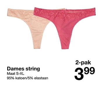 Promoties Dames string - Huismerk - Zeeman  - Geldig van 20/02/2021 tot 26/02/2021 bij Zeeman