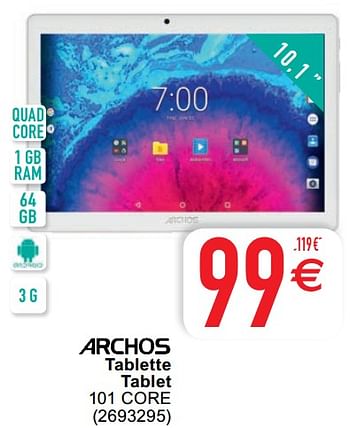 Promotions Archos tablette tablet 101 core - Archos - Valide de 23/02/2021 à 08/03/2021 chez Cora
