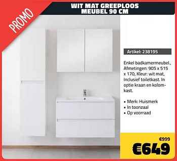 Promoties Wit mat greeploos meubel - Huismerk - Bouwcenter Frans Vlaeminck - Geldig van 01/02/2021 tot 28/02/2021 bij Bouwcenter Frans Vlaeminck