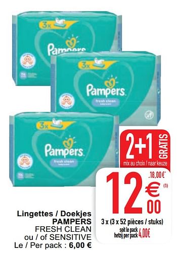 Promotions Lingettes - doekjes pampers - Pampers - Valide de 23/02/2021 à 01/03/2021 chez Cora