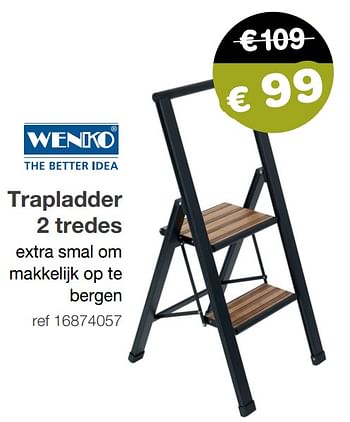 Promoties Trapladder 2 tredes - Wenko - Geldig van 15/02/2021 tot 14/03/2021 bij Europoint