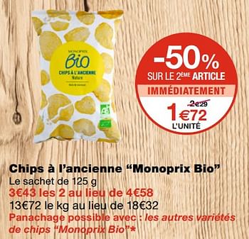 Promotions Chips à l`ancienne monoprix bio - Produit Maison - MonoPrix - Valide de 17/02/2021 à 28/02/2021 chez MonoPrix