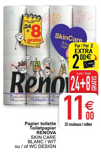 Promotions Papier toilette toiletpapier renova - Renova - Valide de 23/02/2021 à 01/03/2021 chez Cora