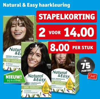Promotions Natural + easy haarkleuring - Schwarzkopf - Valide de 23/02/2021 à 07/03/2021 chez Kruidvat